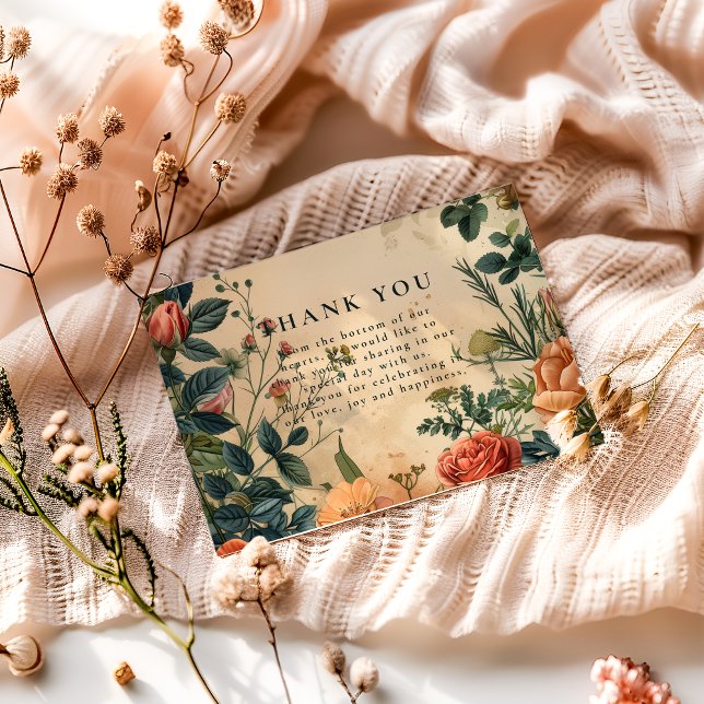 Vintage Rose Garden Wedding Dankeskarte (Von Creator hochgeladen)