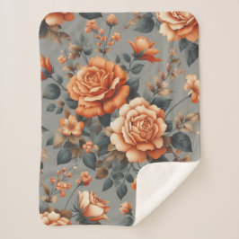 Vintage Rose Gartenmuster Sherpadecke
