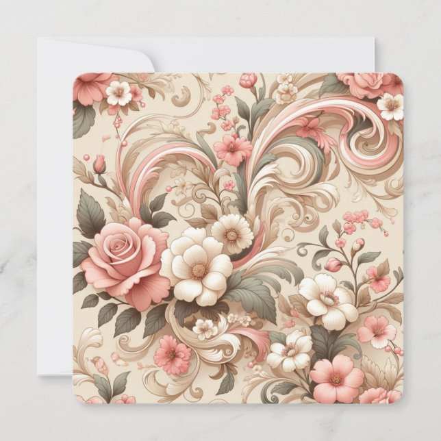 Vintage Rose Gartenplatz Einladung (Vorderseite)