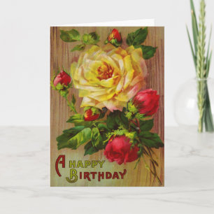 Vintage Rose Geburtstagsgrüßen Karte