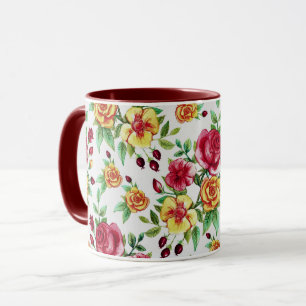 Vintage Rose, Gelb und Rose rot, Tasse