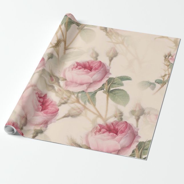 Vintage Rose Geschenkpapier (Ungerollt)