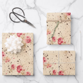 Vintage Rose Geschenkwrap Rosa und Creme Geschenkpapier Set