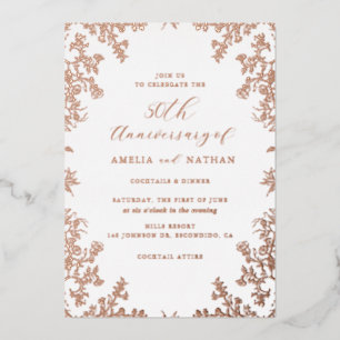 Vintage Rose Gold 50 Jahre Party Folieneinladung