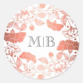 Vintage Rose Gold Blumenstrauß Hochzeitsfeier Runder Aufkleber