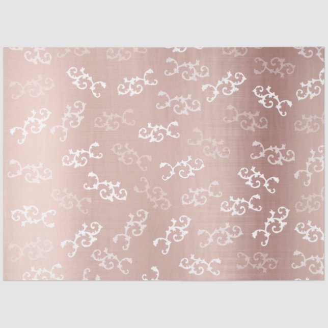 Vintage Rose Gold Damask Muster Seidenpapier (Vorderseite)