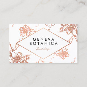 Vintage Rose Gold Floral Muster auf White Designer Visitenkarte