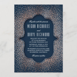 Vintage Rose Gold Glitzer Confetti Navy Hochzeit Einladung