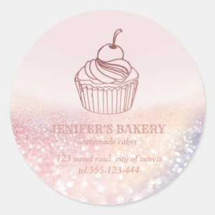 Vintage Rose Gold, hausgemachte Kuchen und Süßigke Runder Aufkleber