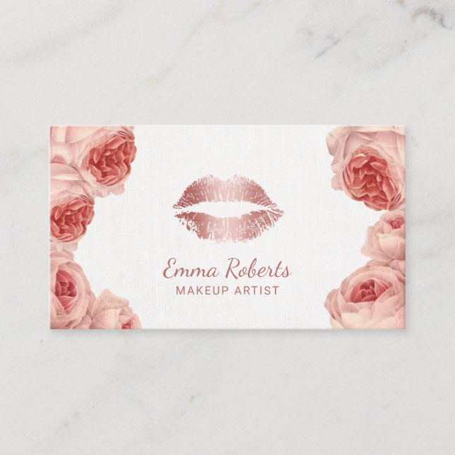 Vintage Rose Gold Lips Visitenkarte (Vorderseite)