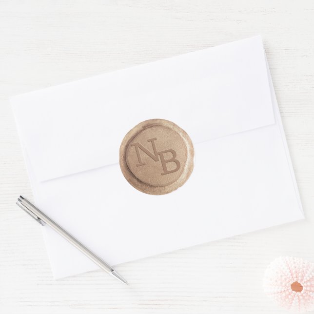 Vintage Rose Gold Mit Monogramm Wax Siegel Sticker (Umschlag)