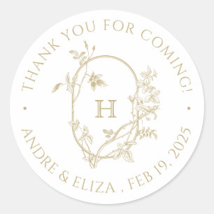 Vintage Rose Gold Monogram Wedding Vielen Dank Runder Aufkleber