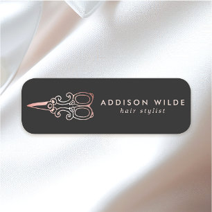 Vintage Rose Gold Scissor Haar Stylist-Logo Namensschild