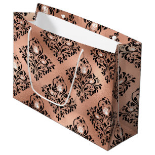 Vintage Rose Gold und schwarz-gotische BlumenDamas Große Geschenktüte