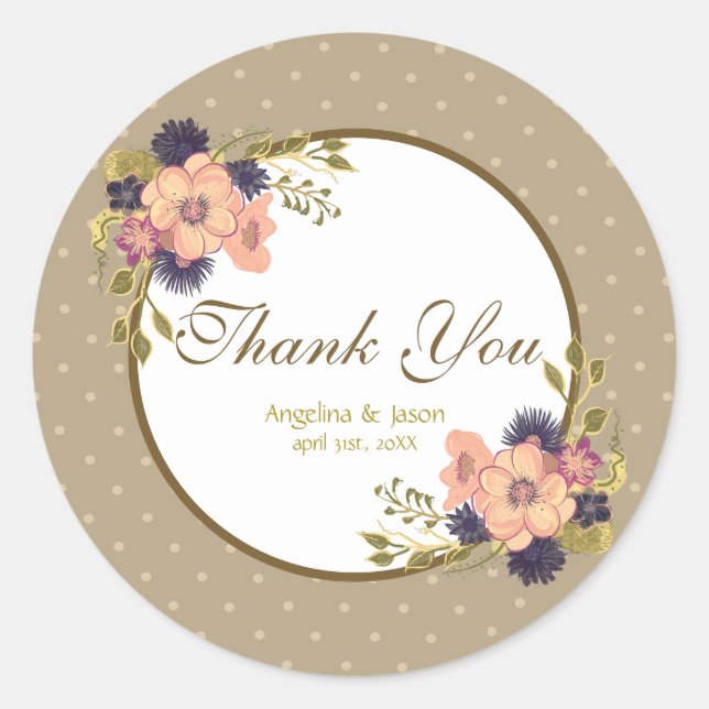 Vintage Rose Gold Wedding Vielen Dank Runder Aufkleber (Vorderseite)