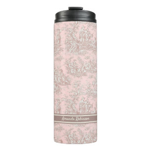 Vintage Rose Goldtoile de jouy gedruckt Thermosbecher