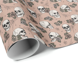 Vintage Rose Gothic Skulls und Rose Blumenstrauß Geschenkpapier