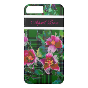 Vintage Rose - grün kariert mit Monogramm Case-Mate iPhone Hülle