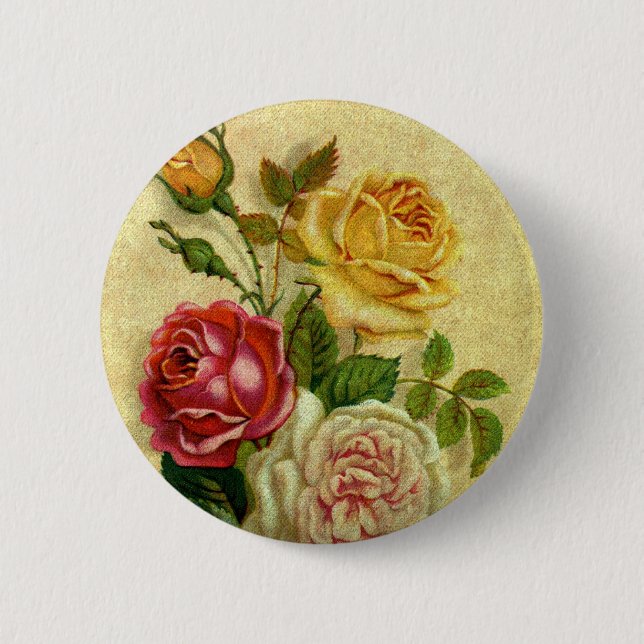 Vintage Rose Grunge Button (Vorderseite)