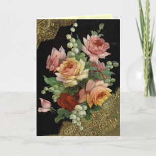 Vintage Rose Happy Birthday Card Karte