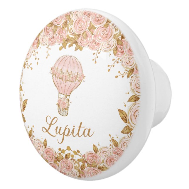 Vintage Rose Heißluftballon Kinderzimmer Keramikknauf (Rechts)