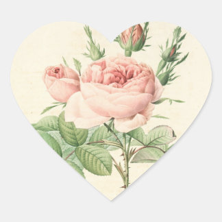 Vintage Rose Herz-Aufkleber