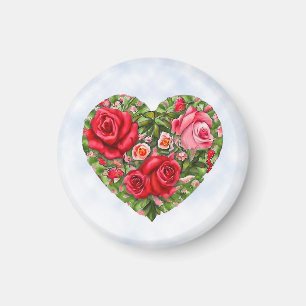 Vintage Rose Herz Magnet