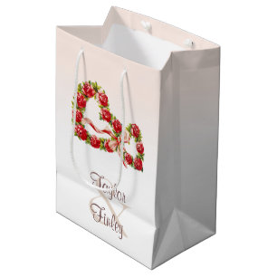 Vintage Rose Herzkraut Rot Weiß Vielen Dank Mittlere Geschenktüte