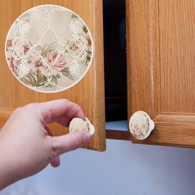 Vintage Rose hinter der Spitze Keramikknauf (Von Creator hochgeladen)