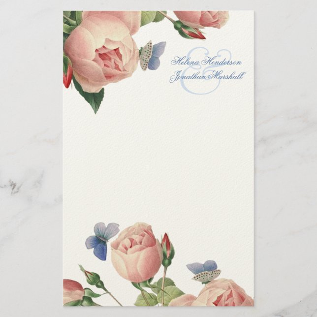 Vintage Rose Hochzeit Danke Stationery Briefpapier (Vorderseite)
