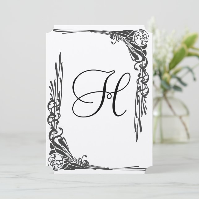 Vintage Rose Hochzeit Einladung Art Deco (Stehend Vorderseite)