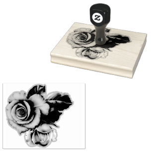 Vintage Rose Holz Handgriff Gummi Briefmarke Gummistempel