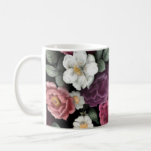 Vintage Rose Illustration Art Kaffeetasse (Links)