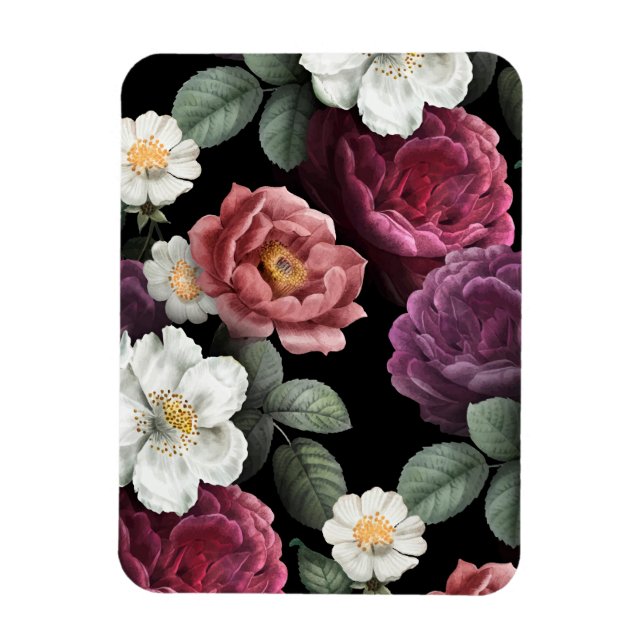 Vintage Rose Illustration Art Magnet (Vertikal)