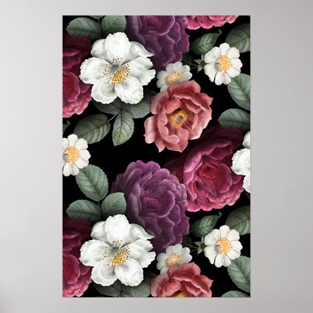 Vintage Rose Illustration Art Poster (Vorne)