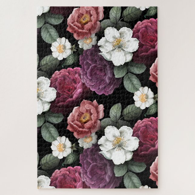 Vintage Rose Illustration Blume Kunst Puzzle (Vertikal)