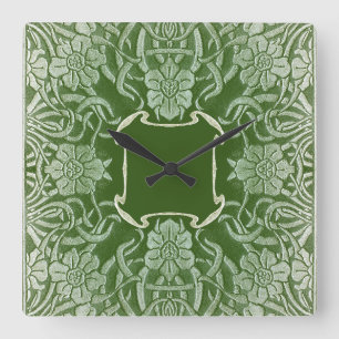 Vintage Rose im Grünen Quadratische Wanduhr