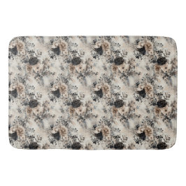 Vintage Rose in Beige, Schwarz, Creme Badematte