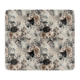 Vintage Rose in Beige, Schwarz, Creme Schneidebrett