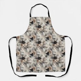 Vintage Rose in Beige, Schwarz, Creme Schürze