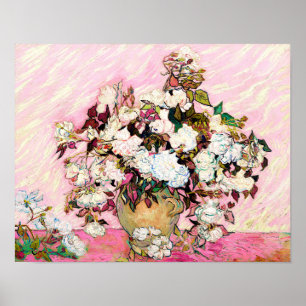 Vintage Rose in einer Vase, Van Gogh Poster