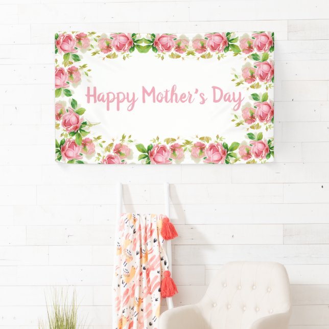 Vintage Rose in Pink - Frohe Muttertag Banner (Insitu)