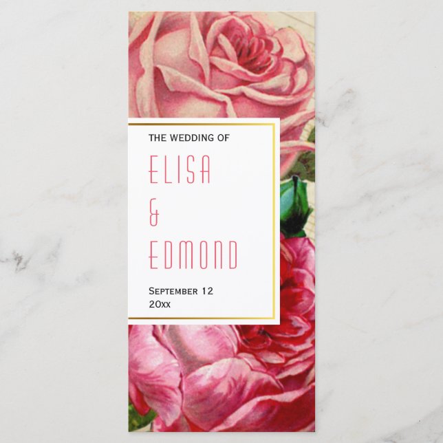 Vintage Rose in rosa Blumenzettel Programm (Vorderseite)