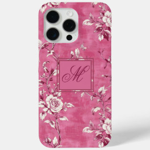 Vintage-Rose in Rosa Florales Monogramm Case-Mate iPhone Hülle