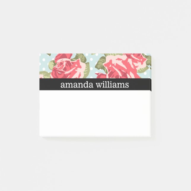 Vintage-Rose in Rosa Post-it Klebezettel (Vorderseite)