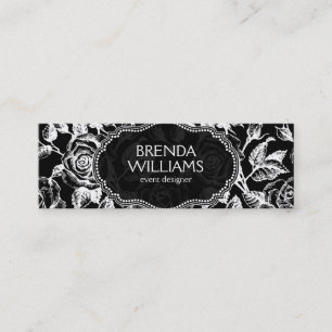 Vintage Rose in Schwarz und Weiß Mini Visitenkarte