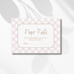 Vintage-Rosé kariertes Diamant-Windel-Raffle Begleitkarte