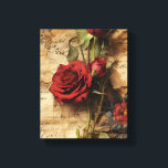 Vintage Rose Leinwanddruck<br><div class="desc">Charmantes Design mit lebhaften dunklen rote Rosen auf Vintagem handgeschriebenem Briefuntergrund. Es ist wie ein schöner Liebesbrief, der zum Leben erweckt wird! Die Kombination aus romantischen Rose und nostalgischem Flair des handgeschriebenen Briefes schafft ein wirklich bezauberndes Design. Fügen Sie Ihrer Wohngestaltung eine Touch von Eleganz und Schönheit mit diesem einzigartigen...</div>