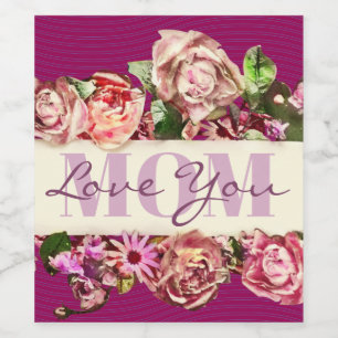 Vintage Rose Liebe Mama Muttertag Weinetikett