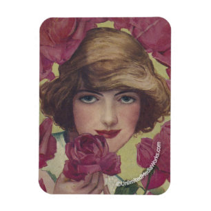 Vintage-Rose-Mädchen Magnet